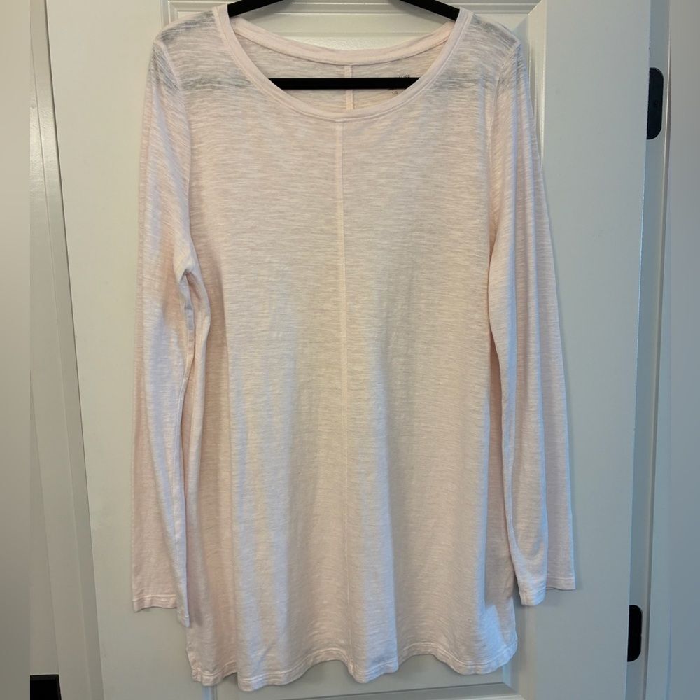EILEEN FISHER Rounded Neck Delicate Knit Long Sleeve Top Pink Women’s Size Large